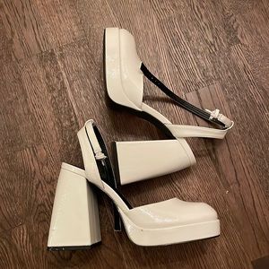 White strappy heel
